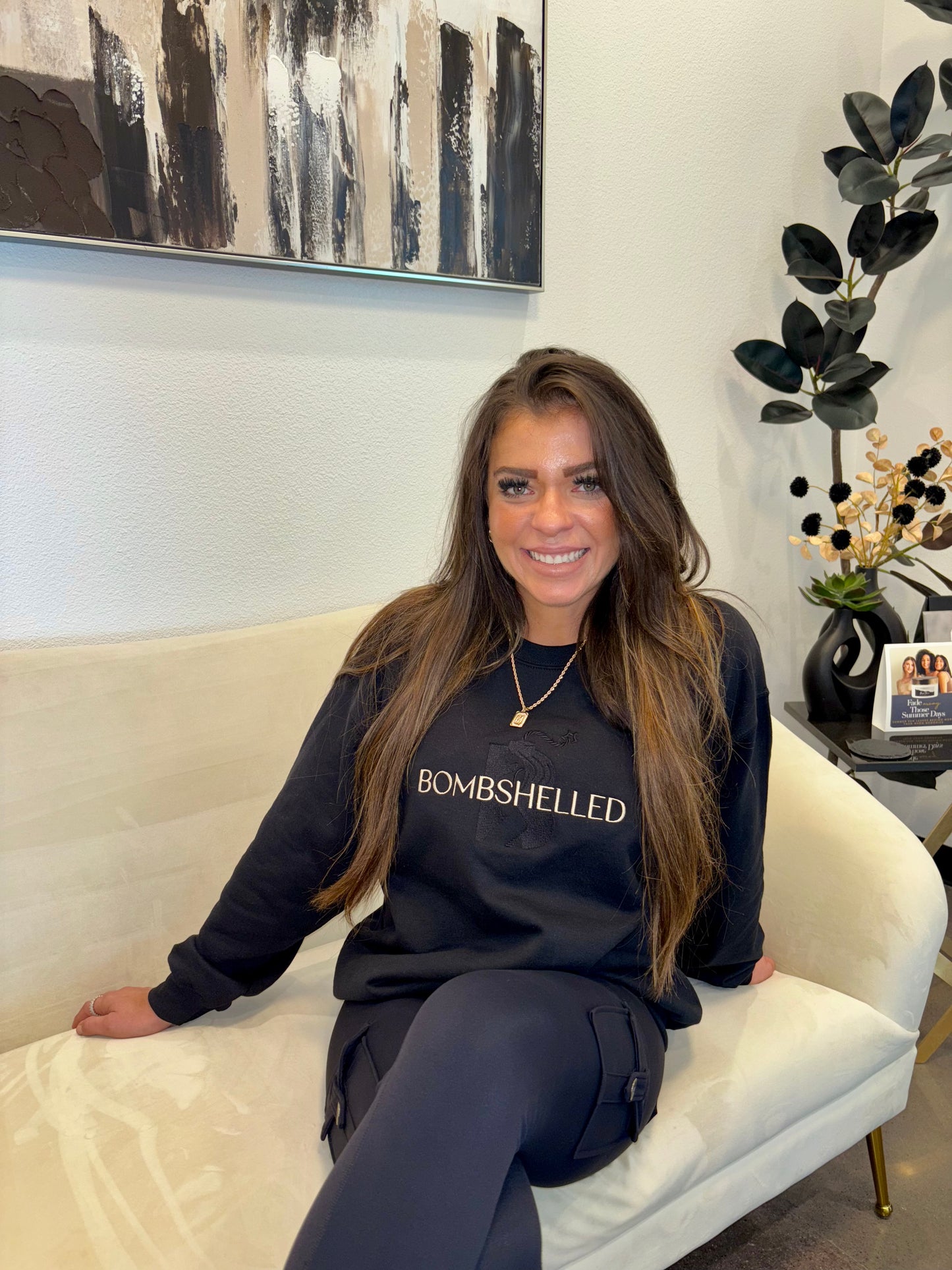 Bombshelled Embroidered Crewneck - Black