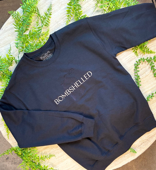 Bombshelled Embroidered Crewneck - Black