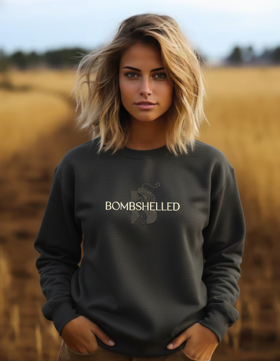 Bombshelled Embroidered Crewneck - Black