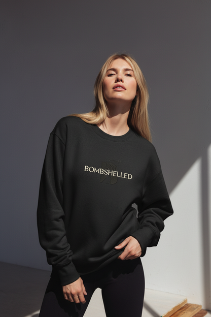 Bombshelled Embroidered Crewneck - Black