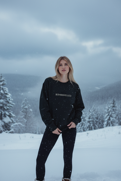 Bombshelled Embroidered Crewneck - Black