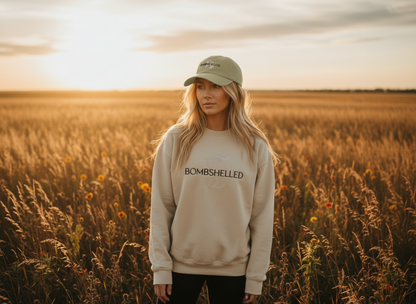 Bombshelled Embroidered Crewneck – Tan